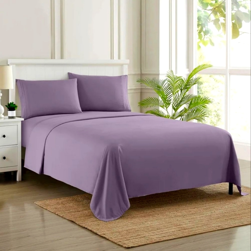 Queen Bed Sheets, 1800 Thread Count - Plum